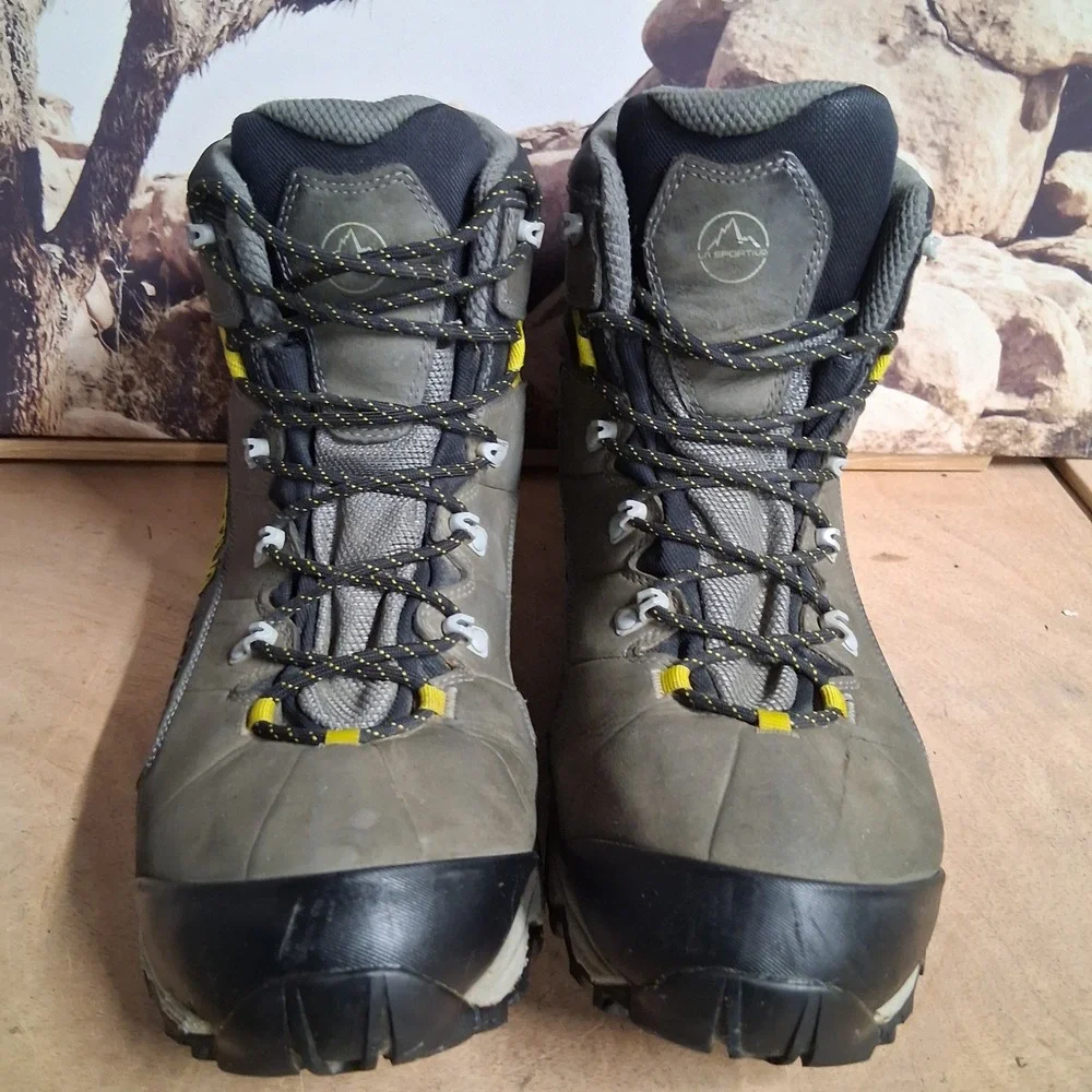 La Sportiva Nucleo High II GTX Hiking Boots Mens Grey Yellow Gore-Tex sz 13